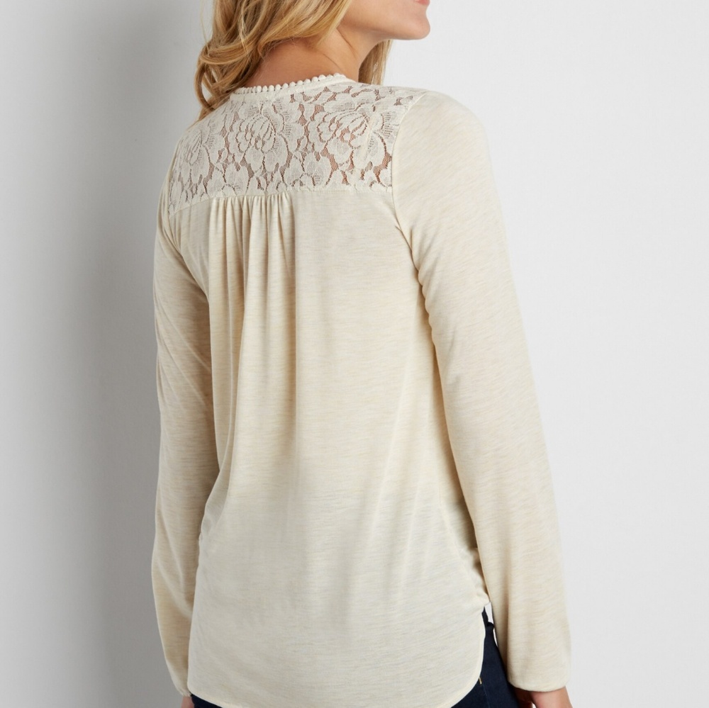 Cross front top lace crochet tassel tie deep v - Picture 2 of 7